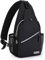 MOSISO Mini Sling Bag Sling Rucksack, Klein Brusttasche Crossbody Bag Wandern Daypack Reisen Outdoor Freizeit Sporttasche One Shoulder Tasche für Herren & Damen, Schwarz