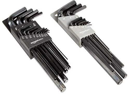 Amazon Basics Lot de 22 clés Allen longues Mesures SAE et métriques