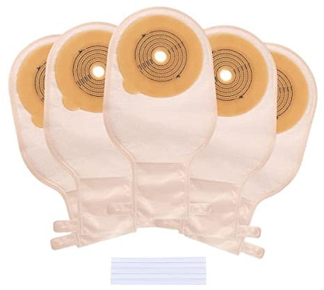 Magiin 20 Pcs Poche de Colostomie Jetable 15 x 27,5 cm, Sacs de Colostomie avec Fermeture et Carte de Mesure, pour Colostomie Iléostomie Soin du Stomie Découpé