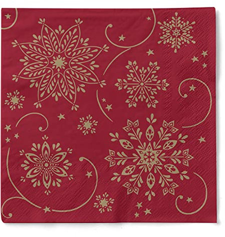 Mank GmbH Tissue Servietten 40x40 cm Premium Einweg Serviette saugstark perfekt für Weihnachtsfeiern & Adventsfeiern Weihnachtsservietten 100 Stück Cristal (Bordeaux)