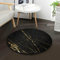 Mnsruu Runder Teppich für Wohnzimmer, Schlafzimmer, 92 cm Durchmesser, Schwarz / goldfarben