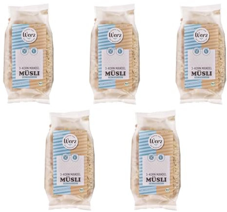 Werz - 3-Korn-Vollkorn-Mandel-Müsli glutenfrei - 400 g - 5er Pack