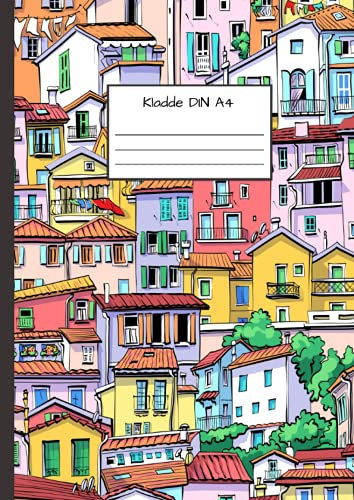 Kladde DIN A4: Notizbuch DIN A4 - Kladde kariert 5 mm - 110 Seiten - Notizheft, Tagebuch, Schreibbuch - Italienische Dorf Zeichnung