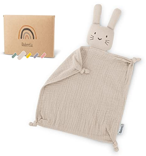 Räuberella® Schnuffeltuch in Beige I Weiches & waschbares Kuscheltuch aus 100% Bio-Baumwolle I Bezaubernder Schmusetuch-Hase I Ideal als Baby-Geschenk zur Geburt, Baby-Shower & Gender-Reveal-Party