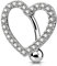 OUFER 14G Reverse Bauchnabelpiercing Chirurgenstahl Herz 12 mm Stablänge Lang Piercing Bauchnabel Bananabells CZ Nabelpiercing Silber Belly Button Piercing Bar Navel Ring