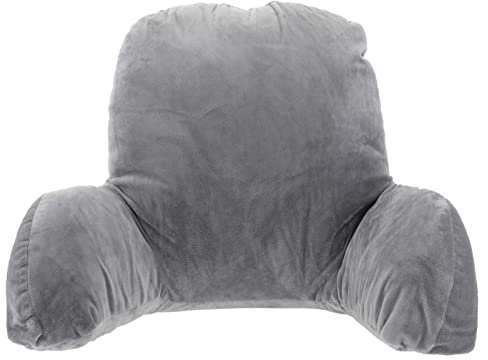 HEALLILY Plush Backrest Reading Pillow, Bed Rest Pillow with Support Arms, Back Support Cushion for Adults Watching TV, Sitting Up in Bed (Small Size)