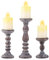 Inweder Rustikales Holz Kerzenhalter Säule - 3 Teiliges Holz Kerzenhalter Set Säulenkerzenhalter Set Distressed Braun Teelichthalter für Hochzeits Mittelstücke Bauernhaus Zuhause Raumdekoration