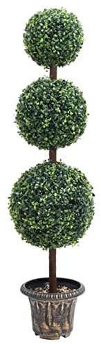 Tidyard Künstliche Buchsbaumkugeln, Buchsbaum Kugel mit Topf Kugelform, Kunstpflanze Dekopflanze Buchskugel Künstliche Pflanze Grün 118 cm