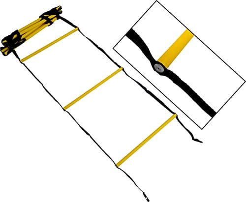 Fitfix® Super Speed Round Agility Ladder for Track and Field Training for Any Sports (4 Meter), Round and Heavy Weight in Unbreakable Premium Grade Plastic Colour Yellow with Free Carry Bag