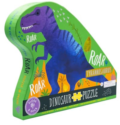 Floss & Rock Dinosaur Shaped Jigsaw Puzzle with Shaped Box, 40 Piece