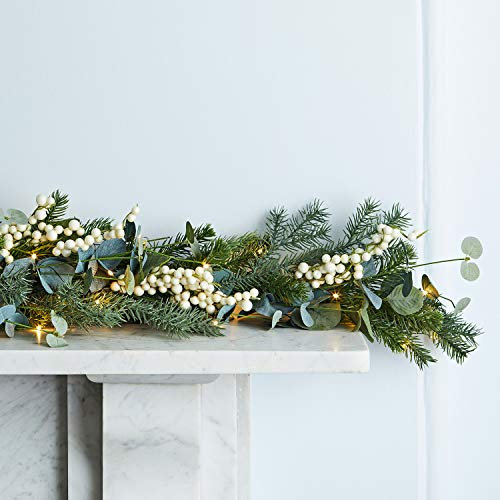 Lights4fun 2m Weihnachtsgirlande Beleuchtet Timer Weihnachts Deko Eukalyptus Tischdeko Eukalyptus Girlande