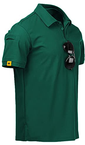 JACKETOWN Men's Polo Shirt Short Sleeve Breathable Tennis Shirt Summer Button Front Casual Sport Golf Shirt Regular-Fit (Forest Green-2XL)
