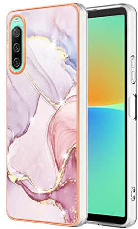 SEAHAI Hülle für Sony Xperia 10 IV, Bunte Muster Ultra Dünn Glänzend Weich Silikon TPU Stoßfest Handyhülle Cover Flexibel Handytasche Schutzhülle - Roségold
