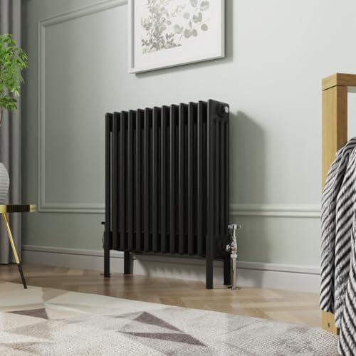NRG colonna nera del radiatore 4 del ghisa di 600x605mm perfetta per bagni, cucina, soggiorno