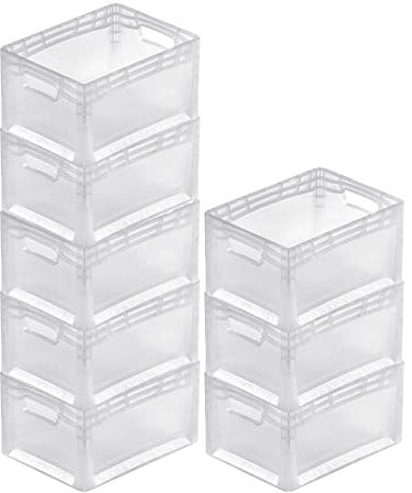 PROREGAL SuperSparSet 8x Transparenter Eurobehälter LightLine mit offenem Griff | HxBxT 22x30x40cm | 24 Liter | Eurobox, Transportbox, Transportbehälter, Stapelbehälter