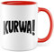 Kurwa Tasse lustige Kaffeetasse mit Spruch polnisch Kaffee-Becher Polen Witz kurwa mac Geschenkidee Pole Polin Geschenk Ostblock Polnisch Sarkasmus Schimpfwort Beleidigung Sprache (Weiß/Rot)