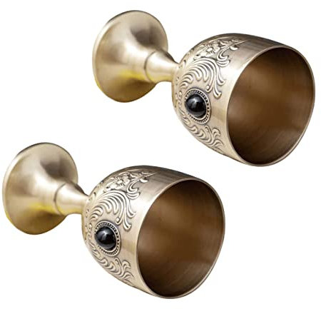 UPKOCH 2pcs Wine Glass Water Cups Glass Stainless Steel Wine Tumbler Retro Decor Liquor Glass Cups Vintage Wine Cup Tin Cup Chalice Wine Chalice Vintage Ornaments Cup Creative Wine Cup
