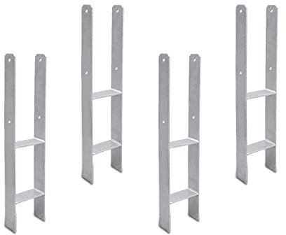 Daromigo H-Pfostenträger mit Befestigungsmaterial H-Anker 4 Stück H-Pfostenanker zum Einbetonieren Pfostenanker für Carport Zaun Pfosten 600x60x141mm