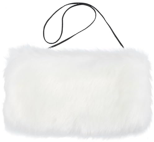 VANZACK Winter HandwäRmer Muff Aus Kunstpelz FüR Damen Wiederverwendbare WäRme Tasche in Weiß Ideal FüR Kalte Tage Und Festliche AnläSse - 34X21X7Cm