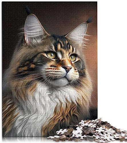 Maine Coon Portrait 1000 Teile Puzzle Geschenke Kartonpuzzle und das Puzzle 10,27 x 14,96 Zoll