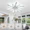 LJX Ceiling Fans with Lamps and Remote 78cm LED Fans with Lights Work with Alexa and Google Assistant Silent Timer 6 Speed Reversible Fan Lighting for Bedroom Living Room, Chrome