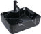 YU YUSING Lavabo da Appoggio in Ceramica, Lavabo da Bagno, Lavandino Rettangolare con Rubinetto, per Bagno, Cucina, Ospiti, WC, Nero, 48 x 38 x 13,5 cm