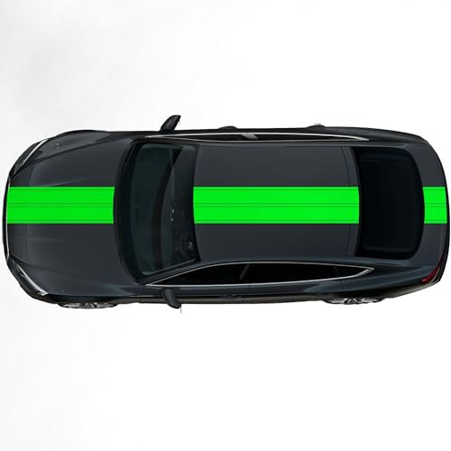 hauptsachebeklebt - Autoaufkleber Rallye Streifen - 47 x 400 cm - Neongrün glänzend - selbstklebend - Viperstreifen für Auto, Motorhaube, Karosserie - Tuning Aufkleber Racing Deko