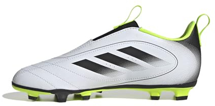 Adidas Unisex-Kids Goletto IX Laceless Firm Ground/Multi Ground Soccer, White/Black/Lucid Lemon, 2