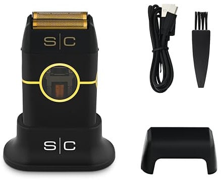 Stylecraft Instinct Rasoir Électrique Hommes Barbe et Cheveux, Rasoir Barbe Électrique Sans Fil, Autonomie de 150 Min, Rasoir de Poche, Câble USB de Type C,Corps en Métal (Noir)