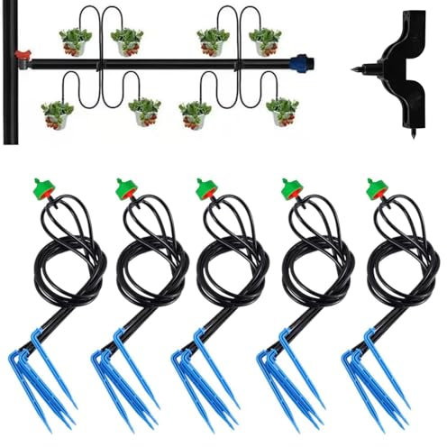 UCLEVER Lot de 5 Gouttière inclinable avec restriction de débit et tube de 40 cm pile gouttière 4 voies pour arrosage précis et irrigation de serres