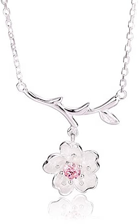 Ramo di fiori di ciliegio Collane con ciondolo in cristallo rosa per donne Collane con ciondoli a fiori affidabili