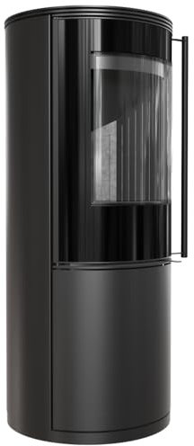 KRATKI Kaminofen aus Stahl Sven Ø 150 7 kW schwarz Verkleidung mit Türfeder