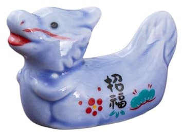 Ceramic Dinner Spoon Stand,Ceramic Chopstick Hold 4 Pieces of Ceramic Chopstick Rest Zodiac Dragon Chopstick Rest Ceramic Craft Ornaments Racks(Blu)