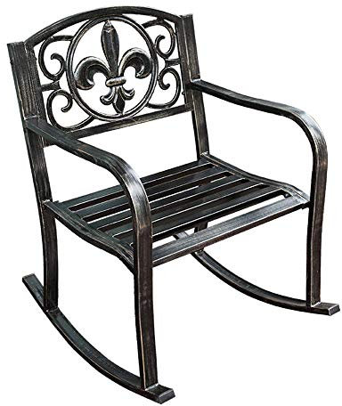 MOOPLUSH Terrasse im Freien, Gartenmöbel aus Metallrahmen, Schaukelstuhl aus Eisen mit Armlehnen und Rückenlehne, Tragkraft 660 Pfund