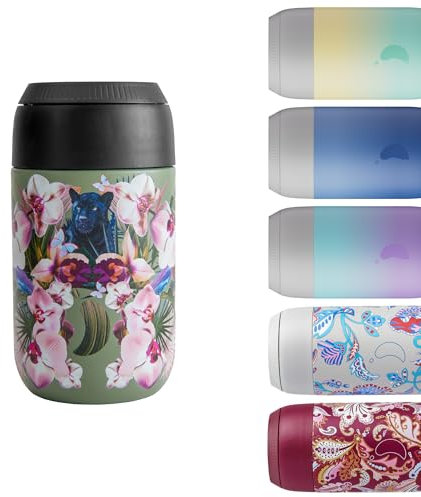 Chilly's Series 2 Coffee Cup - Tight seal, No Sweating - BPA-Free Stainless Steel - Reusable - Double Walled, Vacuum Insulated - Orchid Panther, 340ml