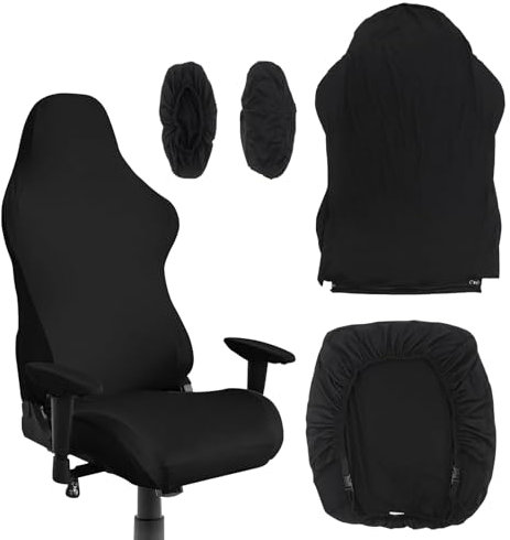 Guanici 4 Stück Gaming Stuhlhussen Gaming Stuhl Bezug Kratzfest Staubschutz für Gaming Stuhl Gaming Stuhl Bezug für Stühle für Computerstühle Sessel Drehstühle Gamingstühle (Schwarz)
