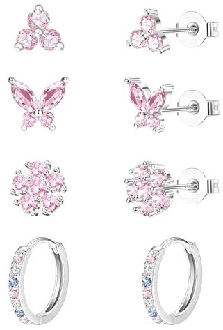 jagosen Ohrringe Ohrstecker Silber 925 Creolen Damen 4 Paar Hypoallergene Kleine Creolen Silber 925 Schmuck Damen Ohrringe Set Für Mehrere Ohrlöcher