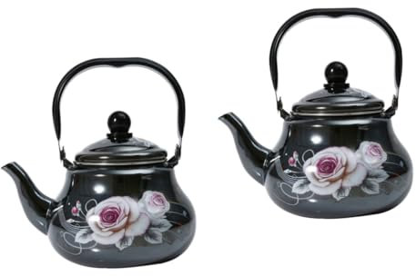 Alipis 2 Piezas Caldera de esmalte hervidor de café teteras para té suelto dispensador de te cafeteras jarra cafetera maquina de café decoración hervidor de agua estufa tetera de esmalte