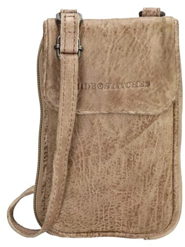 Hide & Stitches Handytasche zum Umhängen aus der Paint Rock-Kollektion, Verstellbarer Schultergurt, Mehrere Fächer mit Reißverschluss, Stilvolle Mini-Tasche für Reisen