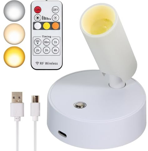 VIGMOJ Drahtloser LED-Strahler, Wiederaufladbarer Batteriebetriebenes Bildlicht mit Fernbedienung Timer und dimmbaren Akzent Spotlichter auf Wandleuchte für Pflanzen Bilder Kunstwerk