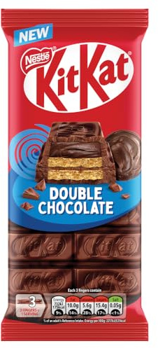 KitKat Double Chocolate Sharing Bar - Crispy Wafer Biscuit, 99g | Pack of 1 | Crispy KitKat wafer, cocoa flavoured filling all covered with thick, milk & dark chocolate marbled swirls