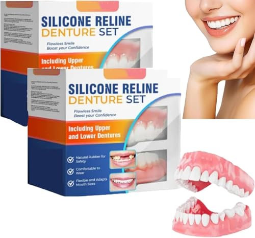 Kit de prothèses dentaires en silicone Luhaka, kit de prothèses dentaires en silicone Bikenda durable, kit de prothèses dentaires en silicone, fausses dents faciles à nettoyer(2 pcs)