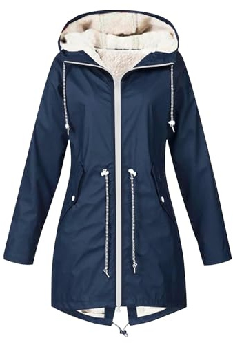 NSICBMNO Women'S Outdoor Waterproof Jackets Plus Size Winter Coats Fleece Lined Jacket Long Parka Coats Zip Up Hoodie Sport Jacket Winter Trench Coat Poncho Raincoat For Cycling Hiking Travel