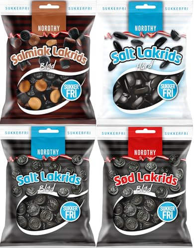 Nordthy Zuckerfreie Lakritz Mix 280g – Original dänische Lakritz-Spezialitäten ohne Zucker – Kalorienarme Süßigkeiten mit Lakritze, Salzlakritz & Salmiak