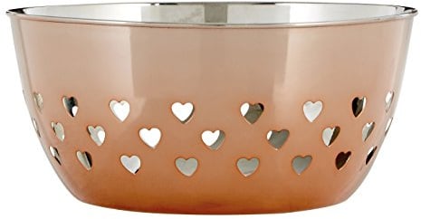 Premier Housewares Bowl with Hearts Design, Rose Gold