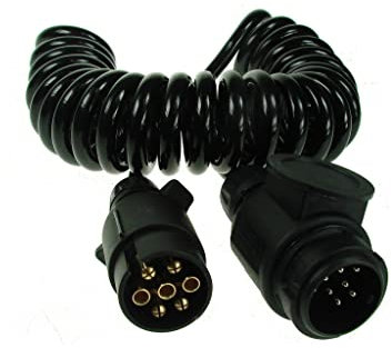 Maypole 2.5 m 7 To 8 Pin Curly Conversion Lead – 7 Pin Plug To 8 Pin (13 Pin Type) Plug, for Trailer Lighting
