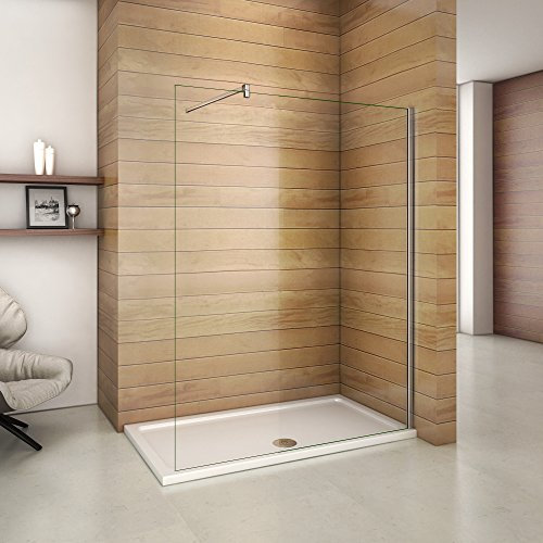 Paroi de douche 160x200 cm en 10mm verre anticalcaire avec barre de fixation extensible