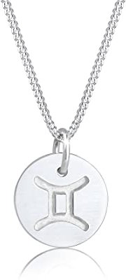 Elli Halskette Silber 925 Sternzeichen Zwilling Anhänger Horoskop Kette Damen Graviert Schmuck Geschenke für Frauen Mädchen Mama Freundin, Astro Silberkette Länge 45 cm