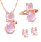 Uloveido Rosa Katze Ohrringe Ring und Halskette Anhänger Schmuck-Set für Mädchen Frauen Birhtday Geschenk, Rose Gold überzogene Frauen Jubiläum Schmuck Set Y427