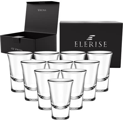 Elerise Verona Lot de 12 verres à liqueur, 3 cl, verres à shot / pint, avec base épaisse